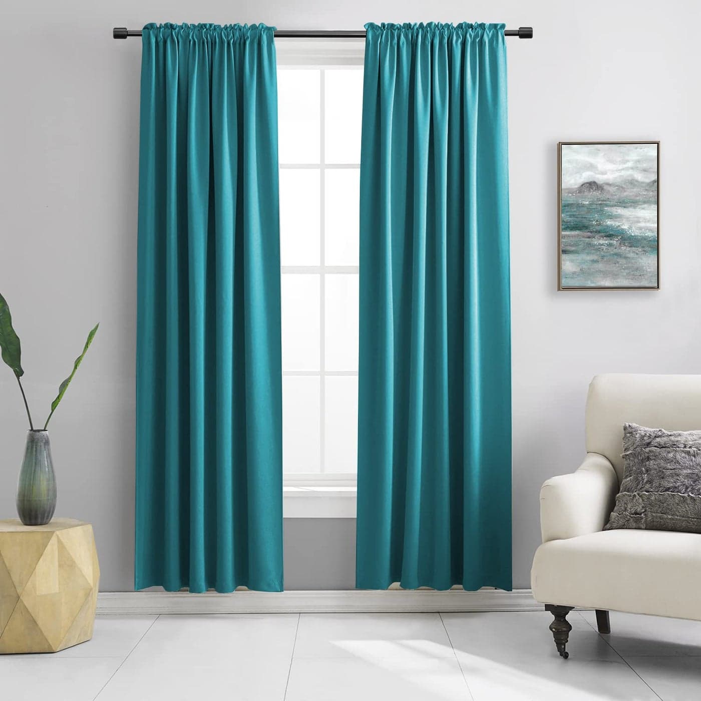 DONREN 84 Inch Teal Blackout Curtains for Craft Room Thermal Insulated Room Darkening Rod Pocket Curtains42 by 84 InchSet of 2 Panels