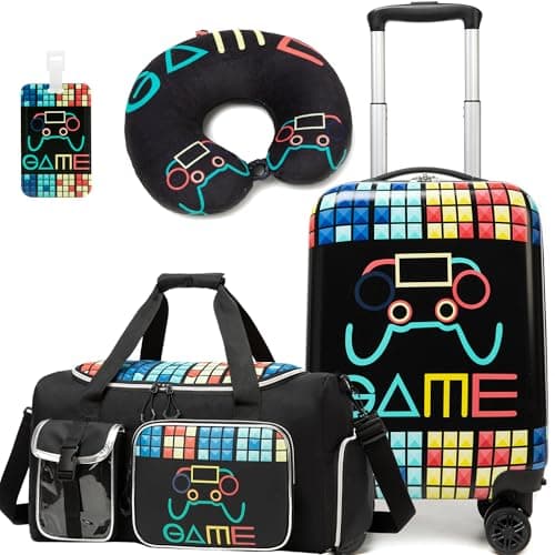 Inprof Kid's Luggage Set 3 Piece Suitcase Set 16" Hardside Luggage with Spinner Wheels Girls Boys Carry on Toddler Suitcase with Travel Duffle Bag Airline Approved