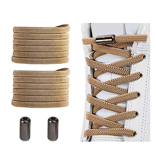 Alegrianan No Tie Shoelaces, Elastic Shoelaces for Adults/Kids,Elastic No Tie Shoe Laces Coyote Brown
