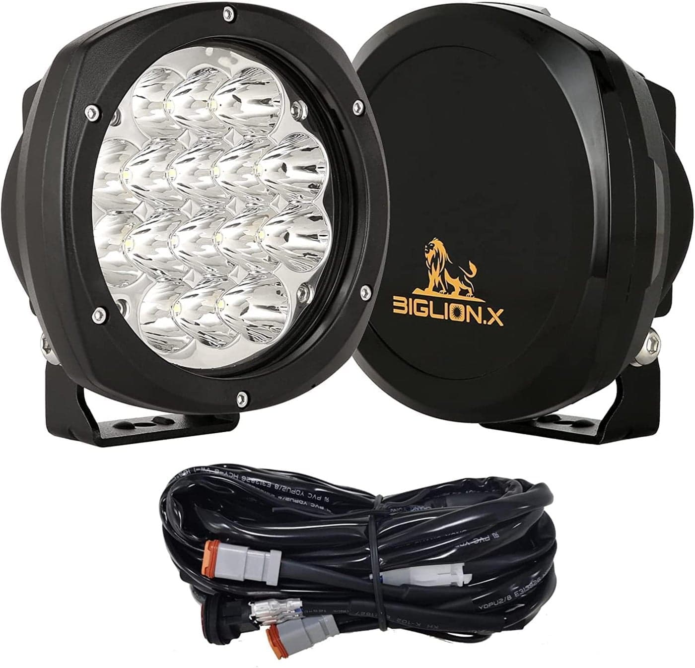 BIGLION.X 5Inch 160W Round LED Driving Lights Off Road Spot Lights 18800LM with Wiring Harness Waterproof IP69K