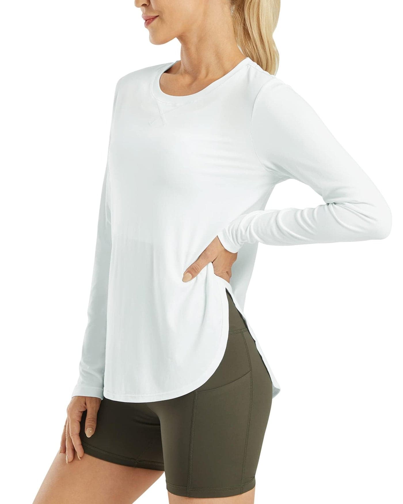 G4Free Women's UPF 50+ Sun Protection Long Sleeve Workout UV Shirts for Outdoor Gym Quick Dry Hiking Tops(White,XXL)