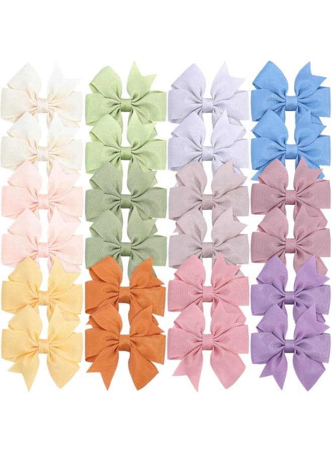 24PCS 3Inch Hair Bows for Girls, Grosgrain Ribbon Pinwheel Baby Hair Clips, Toddler Hair Accessories with Alligator Clip Bow for Babies Kids Toddlers