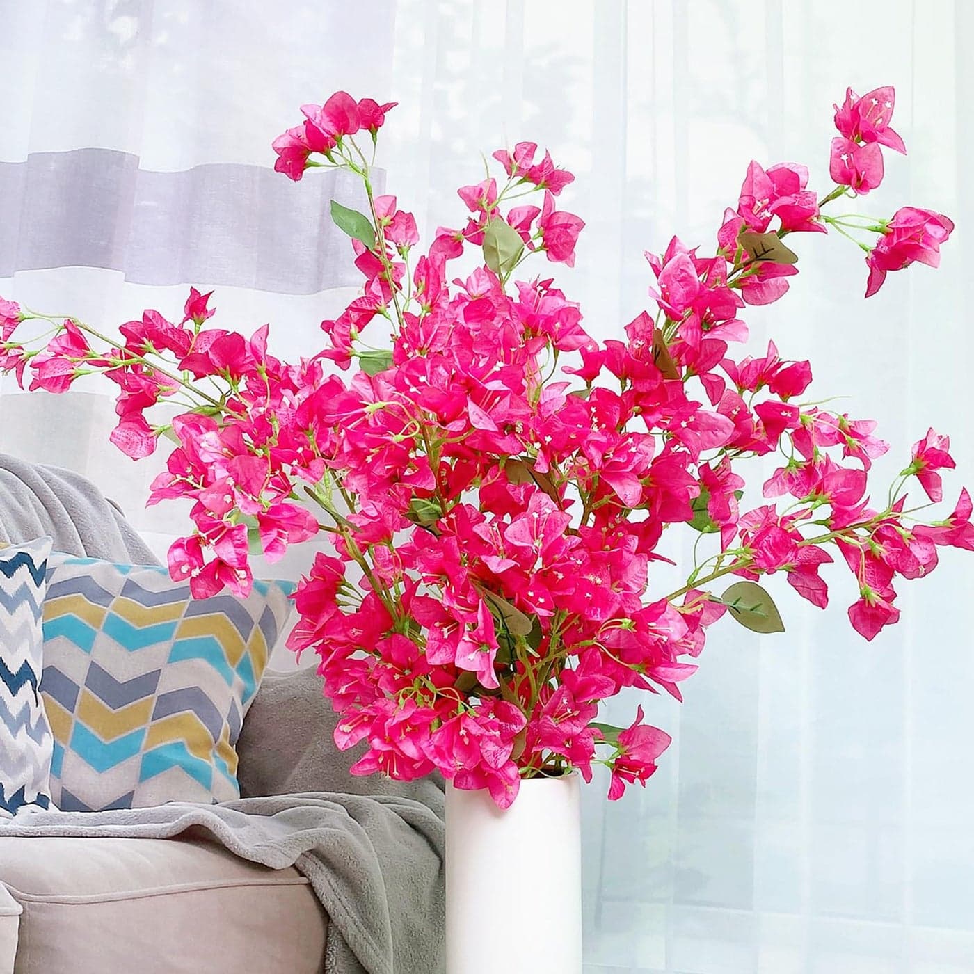 Artificial Flowers Silk Bougainvillea Branches Faux Artificial Bougainvillea Floral Stems Long Plant Branches 45 for Wedding Centerpieces Table Runner Home Decoration Hot Pink Pack of 4pcs