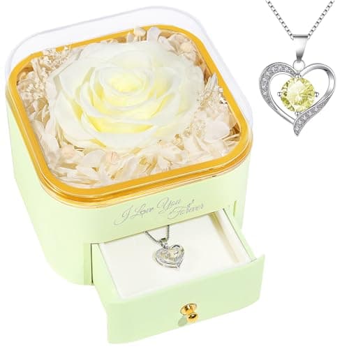 Beferr Mothers Day Forever Rose with Necklace for Mom Birthday Gifts Preserved Roses Eternal Flower for Delivery Fresh Flowers Gifts for Mother Wife Her Grandma Sister Daughter Girls Friends