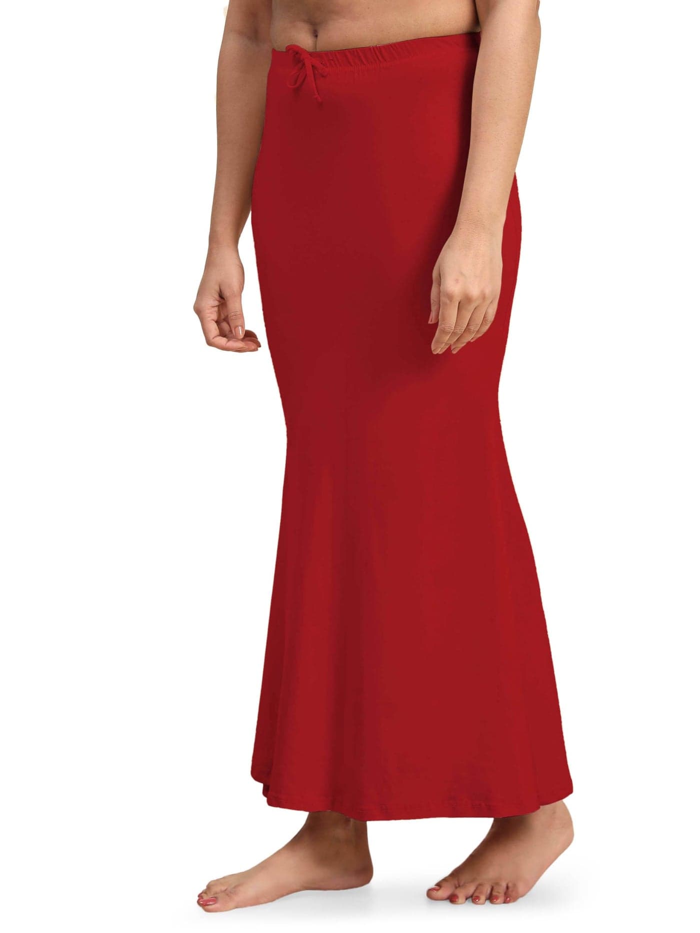 Laavaan Women's Cotton Blend Fishcut Saree Shapewear,Petticoat,Skirt, Comfortwear Cherry Red