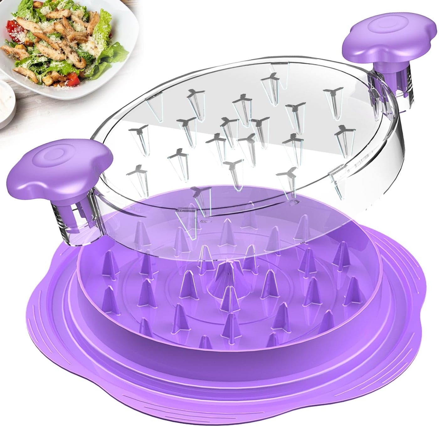 SURETIVIAN Chicken Shredder Large Chicken Breast Shredder Tool Twist with BrushFork Visible Meat Shredder Machine AntiSlip Strip Ergonomic Handle BPA Free Suitable for Pork Beef ChickenPurple