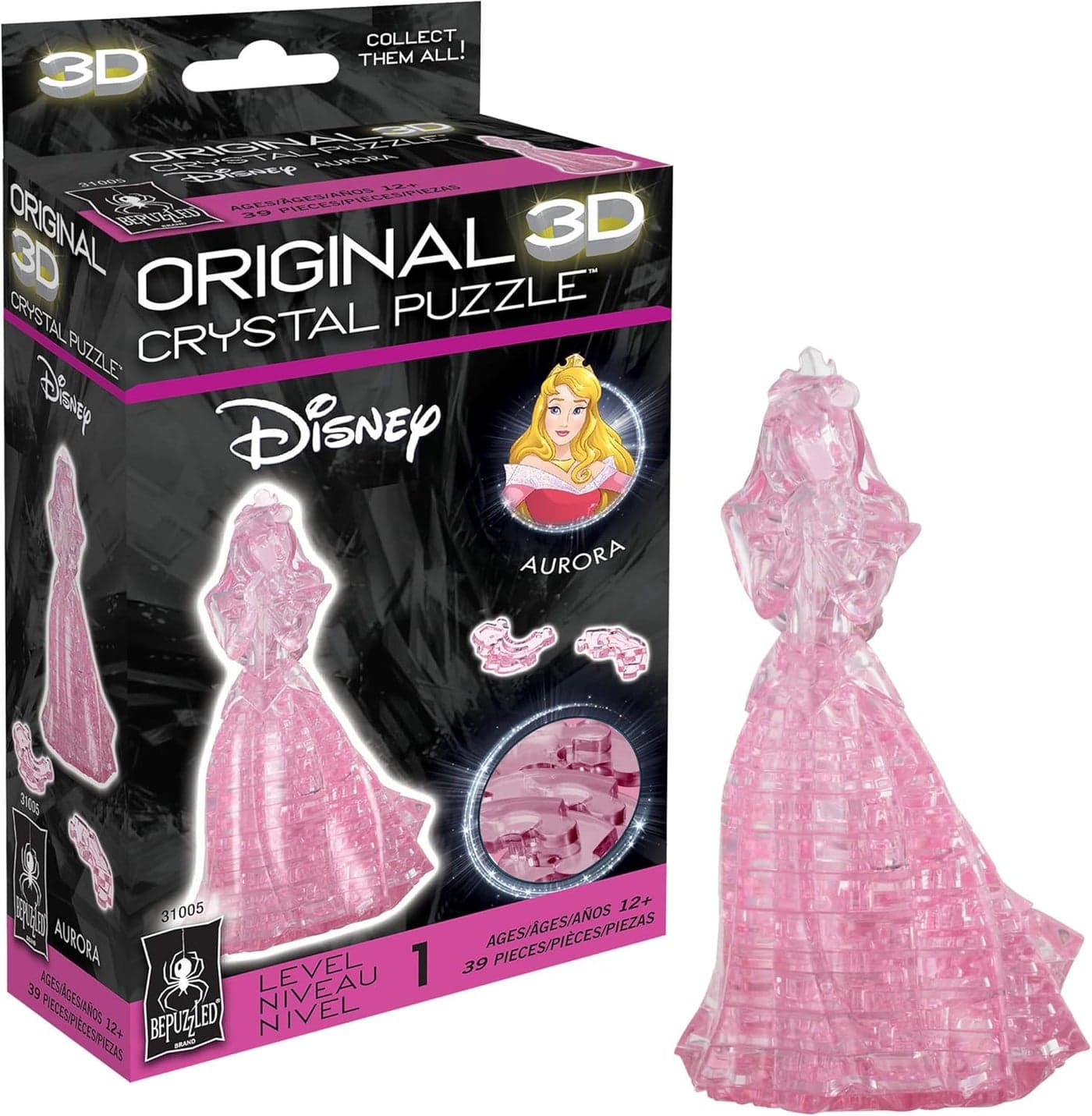 BePuzzled Disney Aurora Original 3D Crystal Puzzle Perfect for Puzzlers Ages 12 and Up Challenging to Complete and Beautiful to Display Collect Them All
