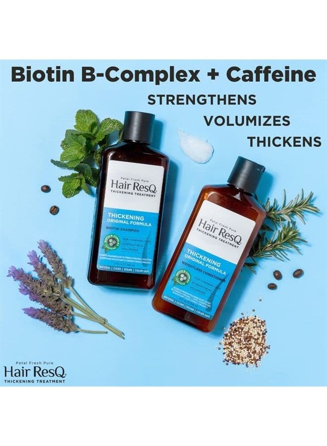Hair ResQ Original Formula Natural Thickening Biotin Shampoo & Weightless Conditioner For Noticeably Thinning Hair, Strengthens & Volumizes, Vegan & Cruelty-Free 2 Count (Bundle)