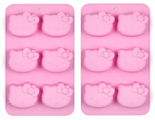Handstand Kitchen Hello Kitty Commemorative 50th Anniversary Silicone Cupcake Mold Set Featuring Classic Bow in Limited Edition Pink