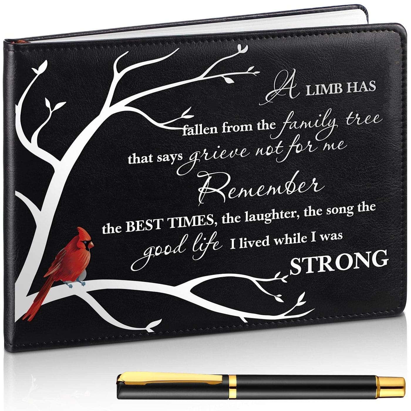 Yingzhao Memorial Funeral Guest Book with Pen 144 Pages Cardinal Funeral Guest Sign in Book for Memorial Service Celebration of Life Party Supplies in Loving MemoryA Limb