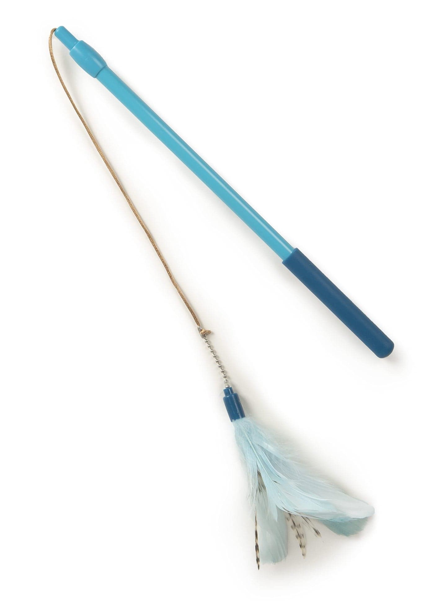 SmartyKat Frisky Flyer Feather Wand Cat Toy, Extendable Up to 24" - Blue, One Size