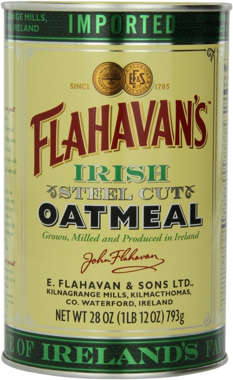Flahavan's Irish Steel Cut Oatmeal - 28 oz Canister