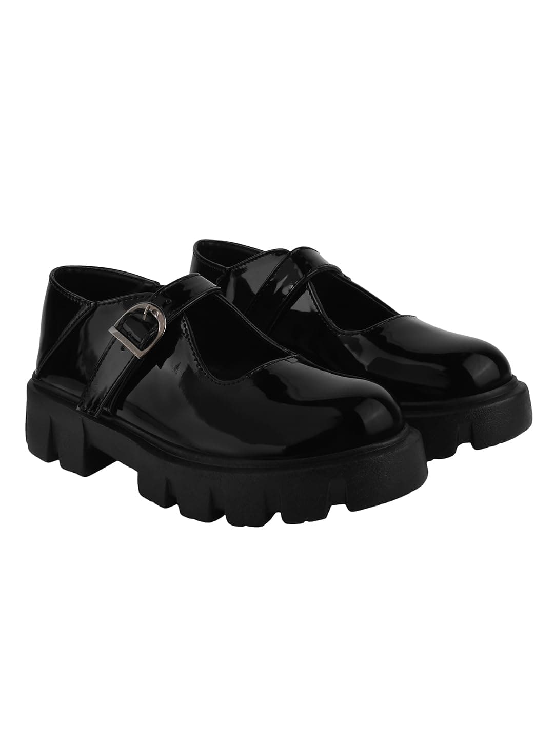 Shoetopia Smart Casual Buckle Detailed Black Loafers for Women & Girls /UK8