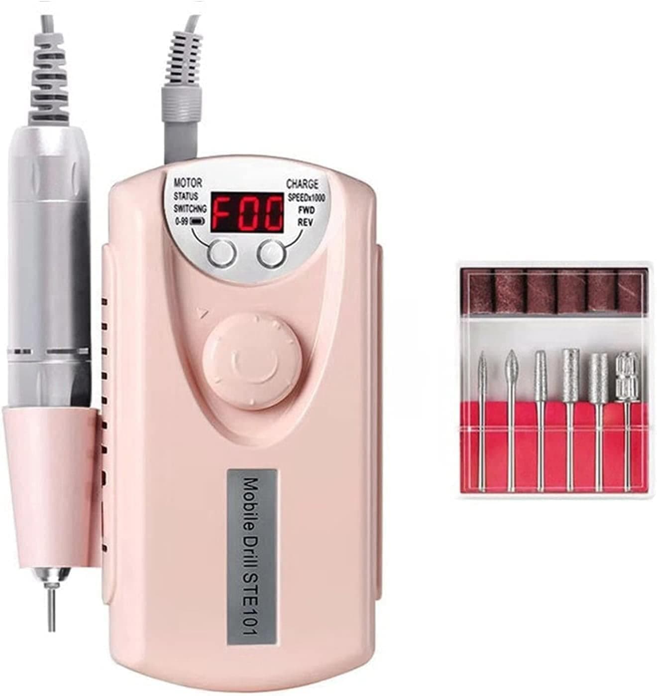 Nail Care Kit Nail Drill Machine Portable Rechargeable Electric Nail Drill Pen for Manicure Nail Gel Polisher Nail Art Equipment Nail Tools Color Pink