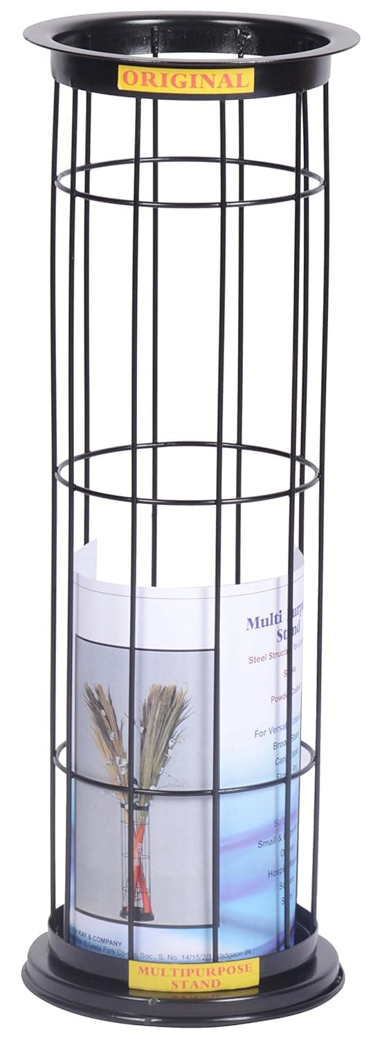 Bhaktee Metal Broom Stand Black 1 Piece