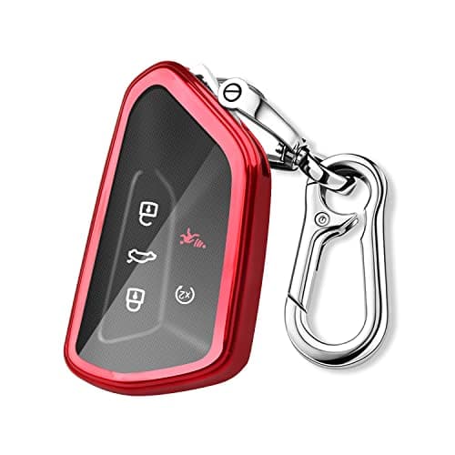 QBUC for Volkswagen Key Fob Cover with Keychain,Car Key Case Fit for VW ID.4 ID.6 MK8 Golf GTI Atlas Cross Sport 2025 Tiguan(Red)