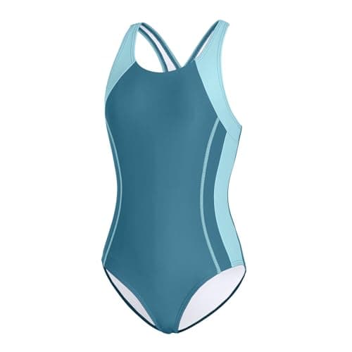 beautyin Teen Girls' Swimwear Training Swim Suit Athletic One Piece Swimsuit Blue Size 14