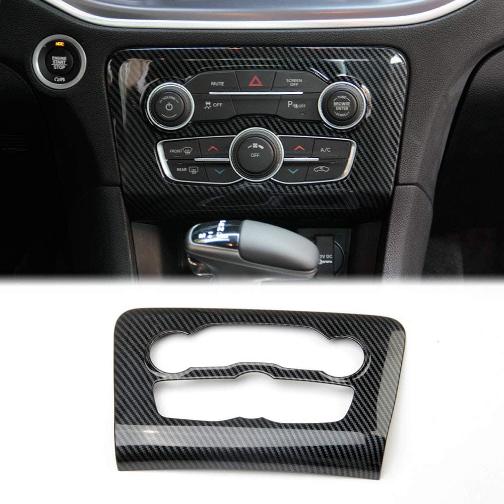 crosselec Carbon Fiber Central control Air conditioning AC panel cover tirm for Dodge Charger 2015 black