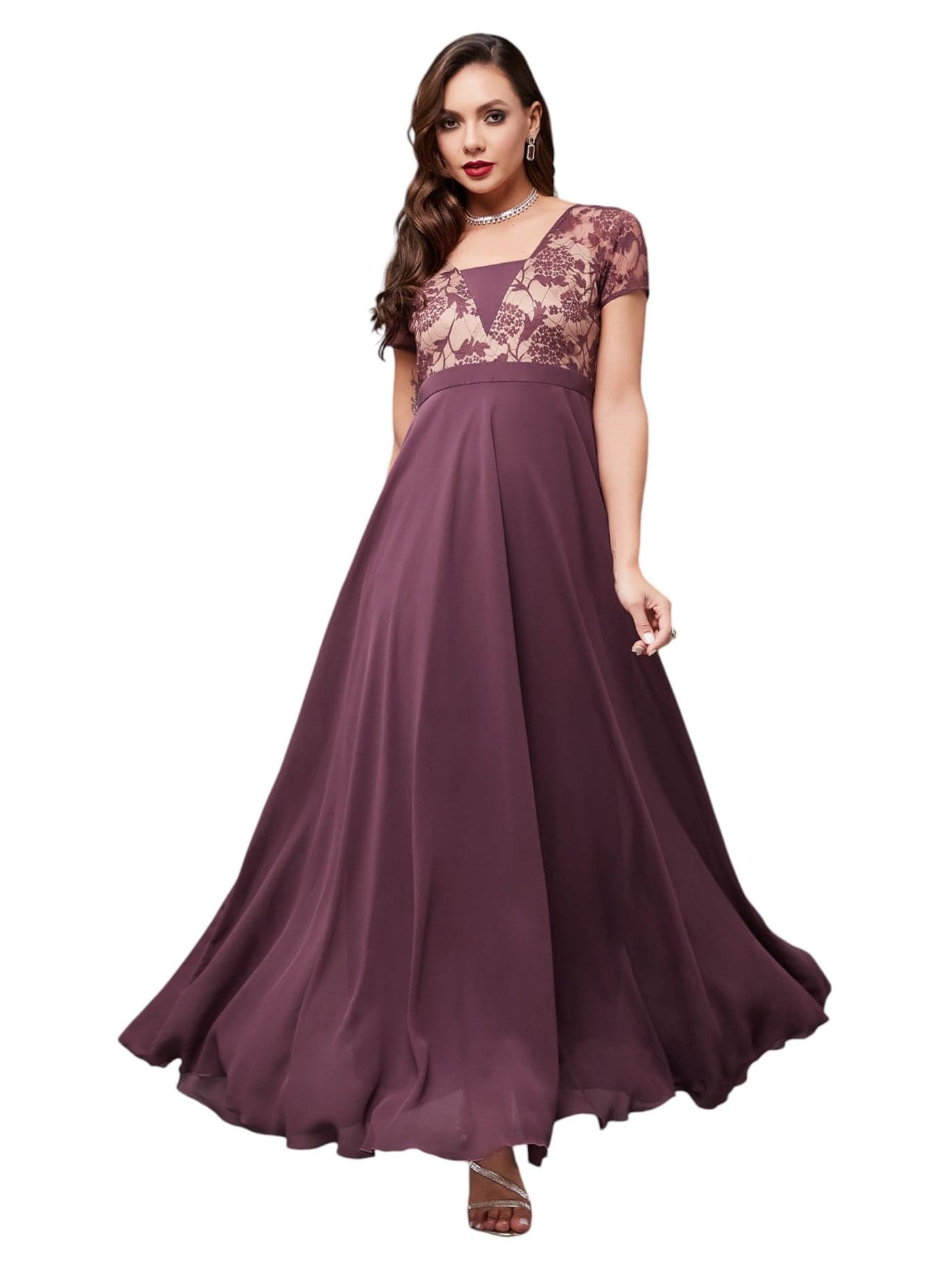 Miss Chase Women's Square-Neck Maxi Dress (MCSS22D06-48-271-06, Mauve, XL)