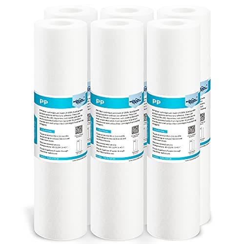Membrane Solutions 20 Micron Sediment Water Filter Replacement Polypropylene Cartridge 10"x 2.5" for Whole House RO System, Compatible with Aqua-Pure AP110, GE FXUSC, WHKF-GD05, Culligan P5-6 Pack