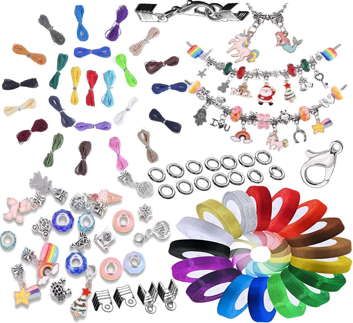 DIY Crafts 1000x Pcs Set, DIY Making Kit, Jewelry Ribbon Making Kit Splendid Chosen Beads Findings Charms Tool Bracelets Rings Earrings Necklace Mak(1000x Pcs Set, DIY Making Kit)