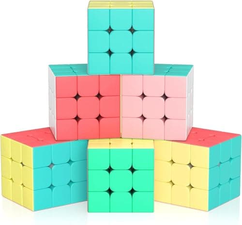 Vdealen 3x3x3 Speed Cube Set 6 Pack Speed Cube Bulk Magic Cube Set School Classroom Prize for Students Birthday Party Favors Stocking Stuffers Gifts for Kids Teens AdultsMacaron Stickerless
