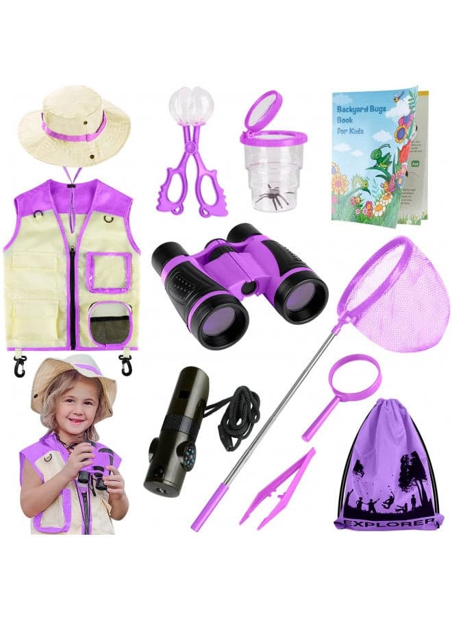 INNOCHEER Explorer Kit & Bug Catcher Kit for Kids Outdoor Exploration for Boys Girls 3-12 Years Old (Purple)