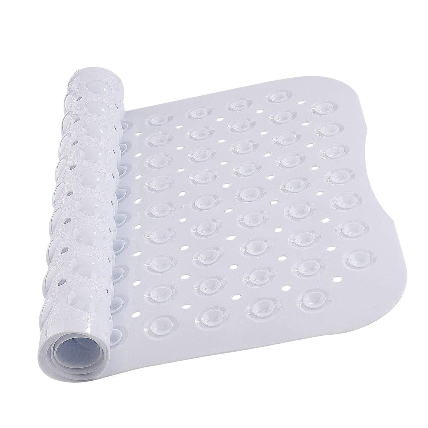 MOONLIGHT20015 Shower Bath Mat Non Slip Anti Mould Mildew with Strong Suction Cups Grip and Drain Holes Soft Rubber Shower Mats PVC Bathroom Mat Machine Washable 100x40cm White
