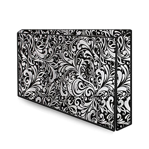 The Furnishing Tree Waterproof & Dustproof PVC LED/LCD/Monitor TV Cover Suitable for All Models of 65 Inch TV, Dimensions of The Cover WxHxD in Inches: (59x38x4), Floral Pattern Black