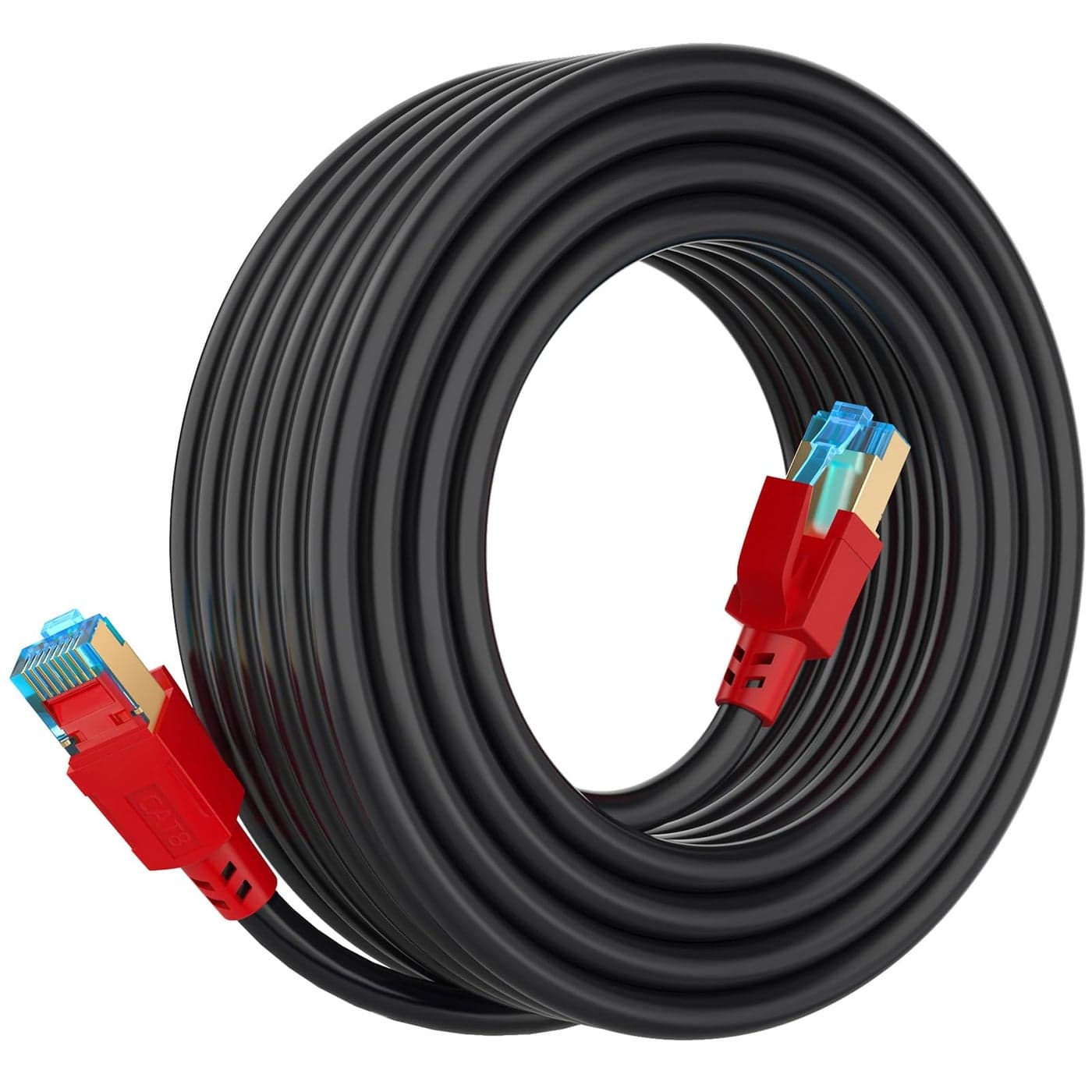 AOPOCKAN TECH Cat 8 Ethernet Cable 100 ftHeavy Duty High Speed Internet Network Cable Professional LAN Cable 26AWG 2000Mhz 40Gbps with Gold Plated RJ45 Connector Shielded in Wall IndoorOutdoor