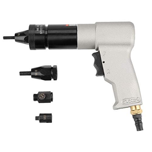 Pneumatic Rivet Nut Gun Pull Nut Automatic Air Riveter Nut Gun Tool w/Nut Chuck with Accessories, 1/4 Inlet Port(KP-7322, M6/M8)