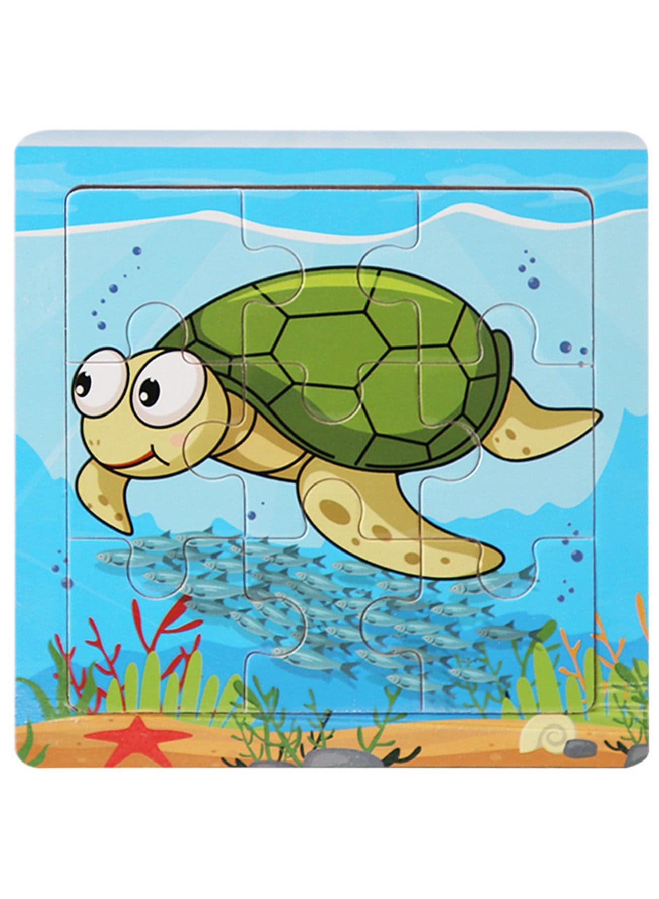 Children's Educational Wooden Cartoon Turtle Jigsaw Puzzles Suitable Gift Bag Pack