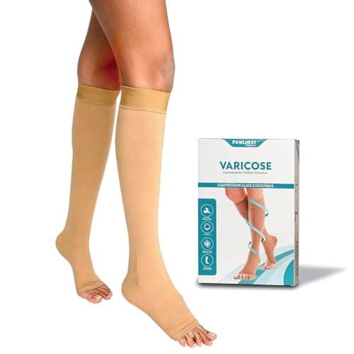 FOWLNEST Cotton | Not Seamless/stiched | DVT Medical Class 2 Compression Stockings For Varicose Veins & Leg Swelling - Unisex Knee-length Compression Socks For Men & Women 23-32 mmHg – Large