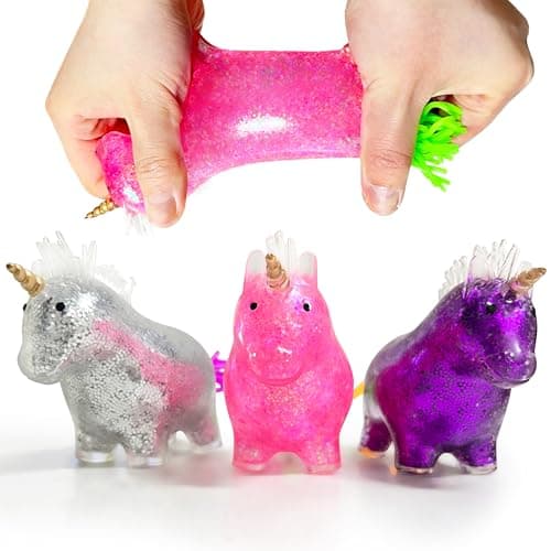 Unicorn Squishy Ball Stress Toys 3Pack for Kids and Adults Pull Stretch Animals Colorful Squeeze Toys Squishy Unicorn Stress Ball for Special Needs Easter Basket Stuffers