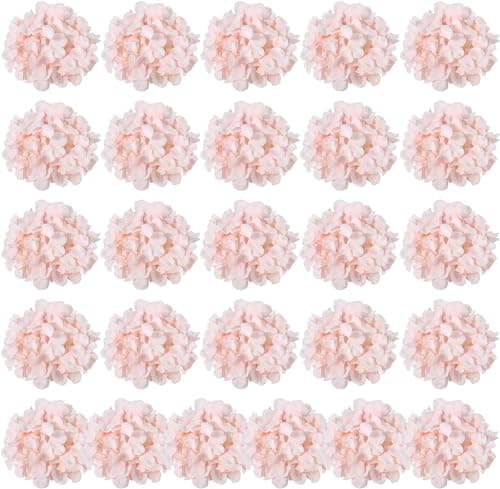 Auihiay 26 Pieces Hydrangea Artificial Flowers Pink Silk Flowers Artificial Flowers Heads with Stems for Home Wedding Party Decorations
