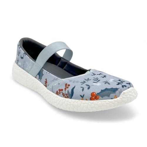 KazarMax Women Dark Grey Floral Printed Air Cooled Ballerinas Ballet Flat - 6 UK