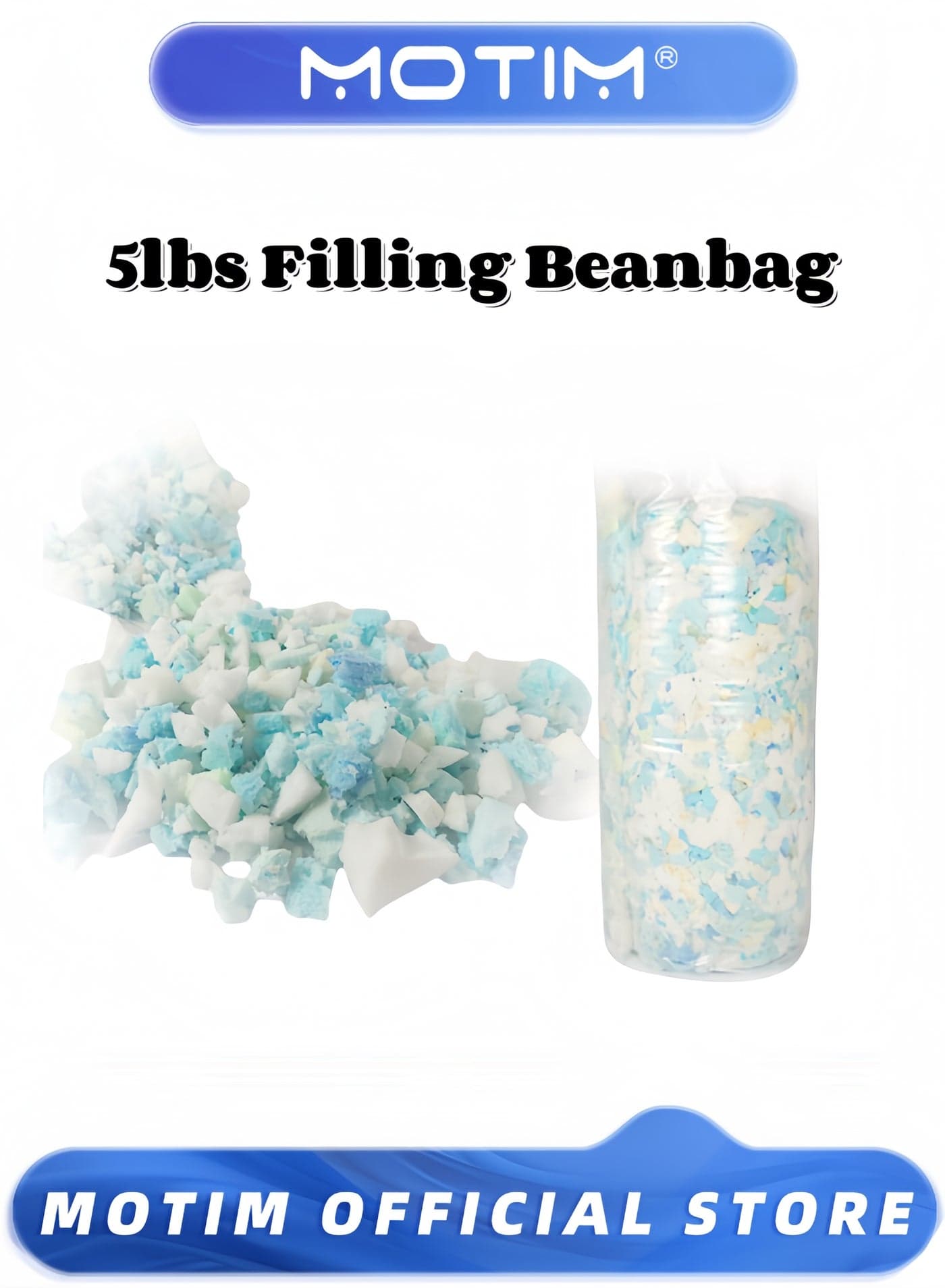 5lbs Shredded Memory Foam Filling Comfortable Soft Bean Bag Filler Random Colors Beanbag Stuffing Suitable for Various Pillows & Dog Bed & Couch Cushion & Back Cushion (43 * 18 * 18cm/2.3kg)