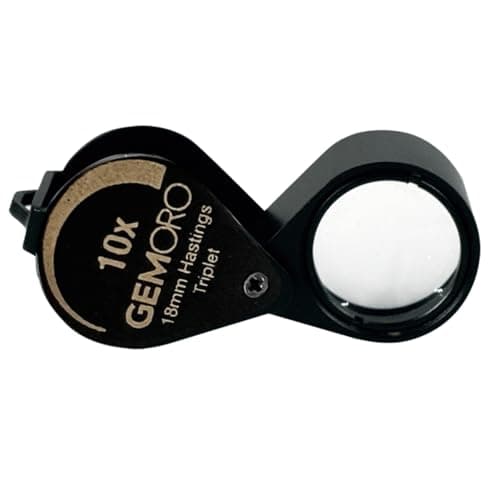 GemOro Jewelers Loupe Magnifier | Black Hastings Triplet 10x Jewelry Eye Loop Magnifying Glass Monocle for Watch Repair Diamonds Coins Plants Gems Stamps Rings Earrings | Pocket Microscope (18mm)