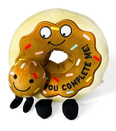 Punchkins Donut Plushie You Complete Me Cute Donut Plush Gift for Couple Girlfriend Boyfriend Wife Husband Food Plush Toy for Gifting
