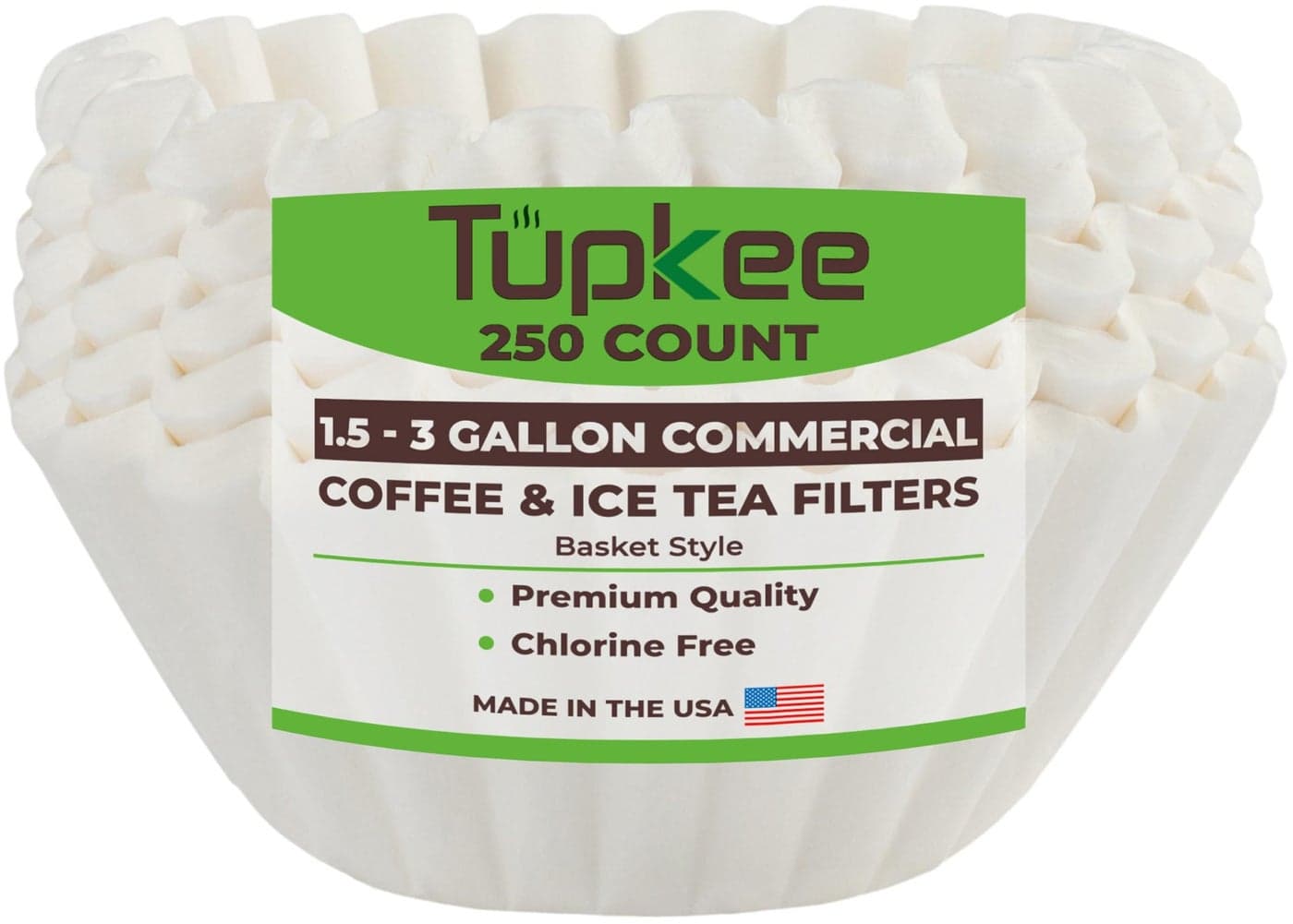 Tupkee Extra Large Coffee Filters 13 Inch x 5 Inch Premium Big Tall for Bunn 15 to 3 Gallon Commercial Coffee Tea Machines 250 Count Chlorine Free White Commercial Coffee Filters