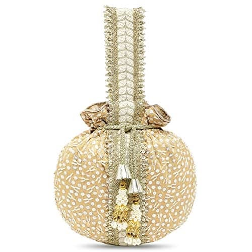 Aheli Brown Potli Bags Gift for Women Evening Bag Clutch Ethnic Bride Purse with Drawstring