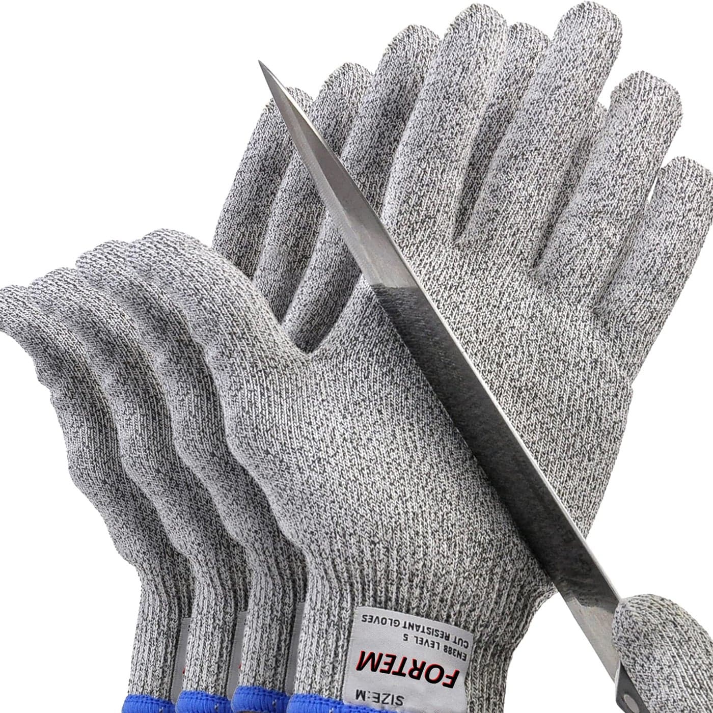 FORTEM Cut Resistant Gloves 4x Level 5 Protection Cutting Gloves For Oyster Shucking Kitchen Work Food Grade EN388 Certified Medium