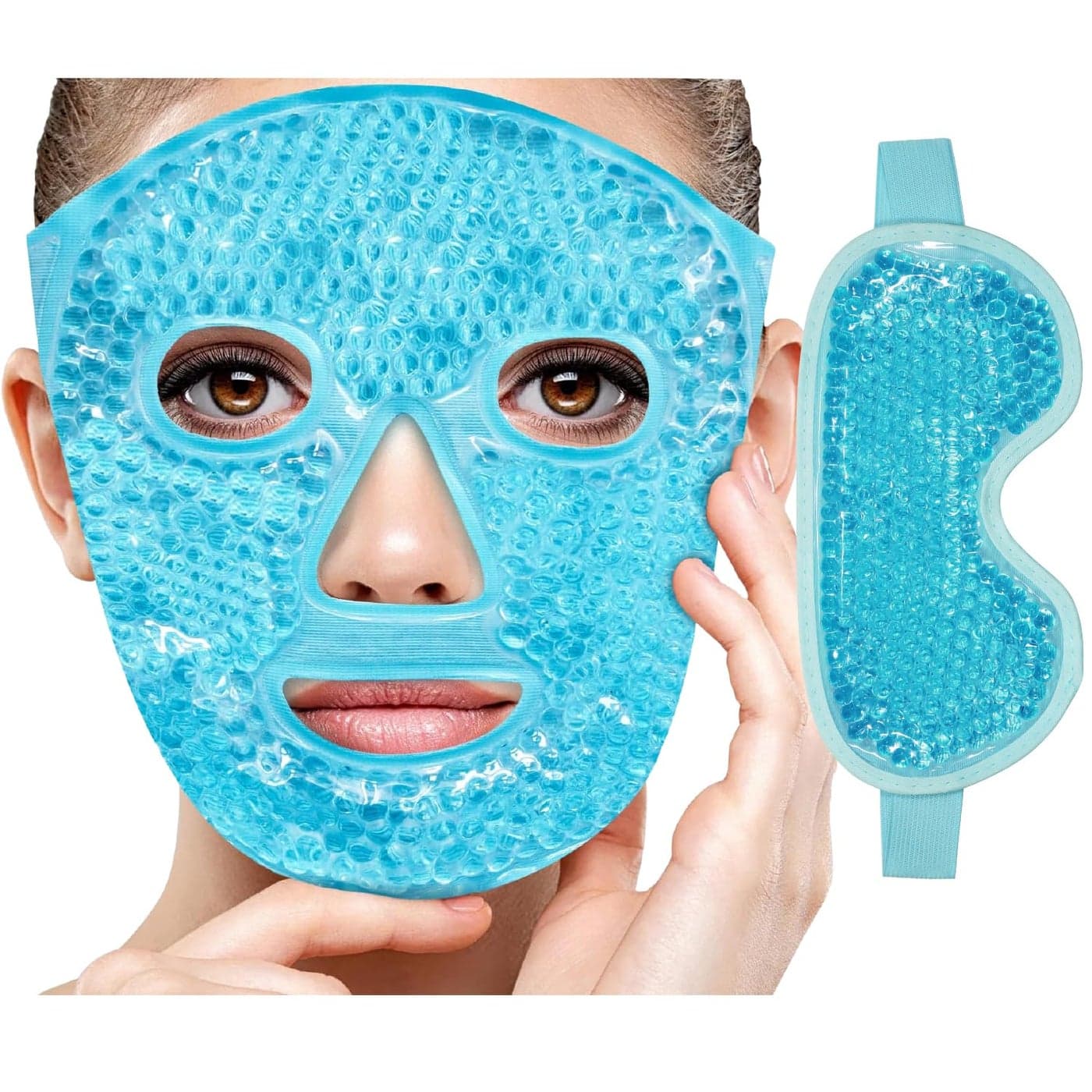 Ice Face Mask Reusable Cold Gel Mask for PuffinessDark CirclesEye BagsDry EyesHeadachesMigrainesStress Relief Ice Pack for Face Blue