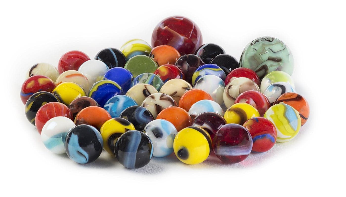 Ader Products 50 Piece Marbles Set - Colorful Glass Marbles for Kids Marbles Game | 48 Players and 2 Shooter