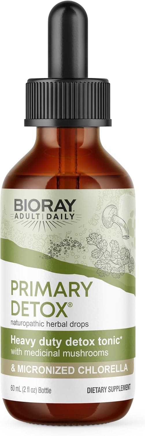 BIORAY Daily Primary Detox 2 fl oz with Medicinal Mushrooms Micronized Chlorella Organic NonGMO Vegetarian Gluten Free Approx 15 Servings