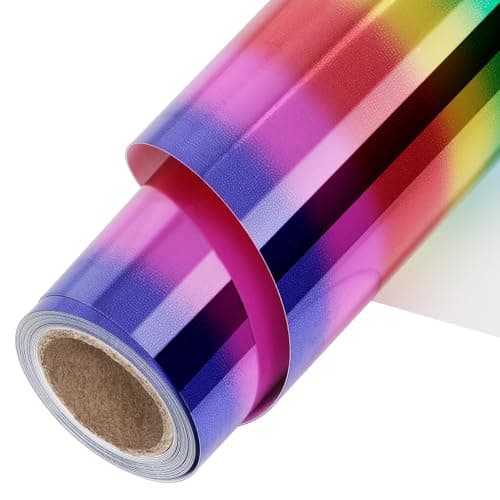 TORC Metallic HTV Heat Transfer Vinyl Roll 12 X 5FT Rainbow Iron on Vinyl for Shirts Compatible with Cricut or Silhouette Cameo Easy to Cut Weed