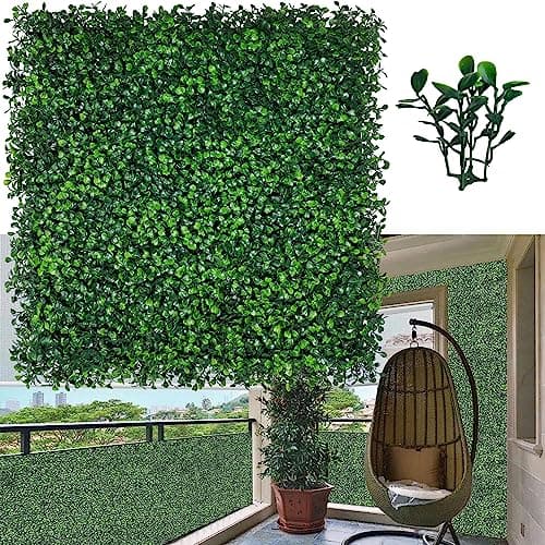 ODTORY Artificial Grass Wall Backdrop Panels,20X20 in 12P UV-Anti Greenery Boxwood Panels for Indoor Outdoor Green Wall Decor & Ivy Fence Covering Privacy