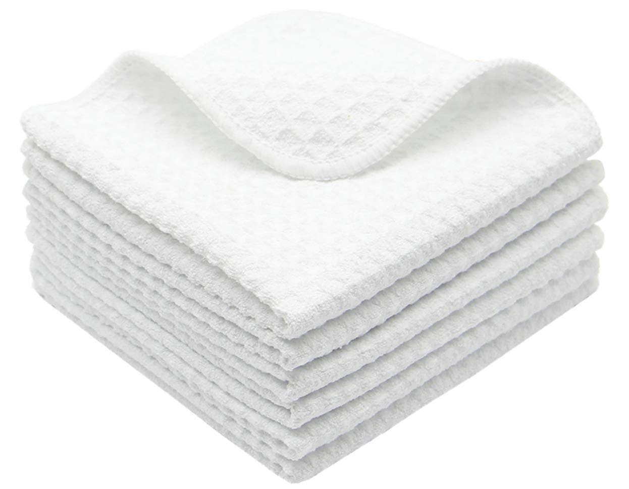 VeraSong Microfiber Kitchen Cleaning Cloth Thick Dish Rags Waffle Weave Washcloths Dish Cloths Ultra Absorbent Odor Free 12inch X 12inch 6 Pack White