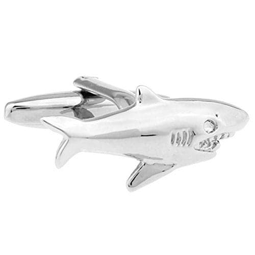 Silver Shark Great White Beach Lifeguard Cufflinks Wedding Groom Cuff Links