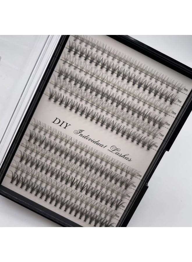 Individual Lashes/Lash Clusters 240pcs 9-14mm Cluster Eyelash Extensions /12 Roots/D Curl /0.07mm Cluster Lashes/Faux Mink Lash Extensions (D Curl, 10D&20D Cluster Lashes)